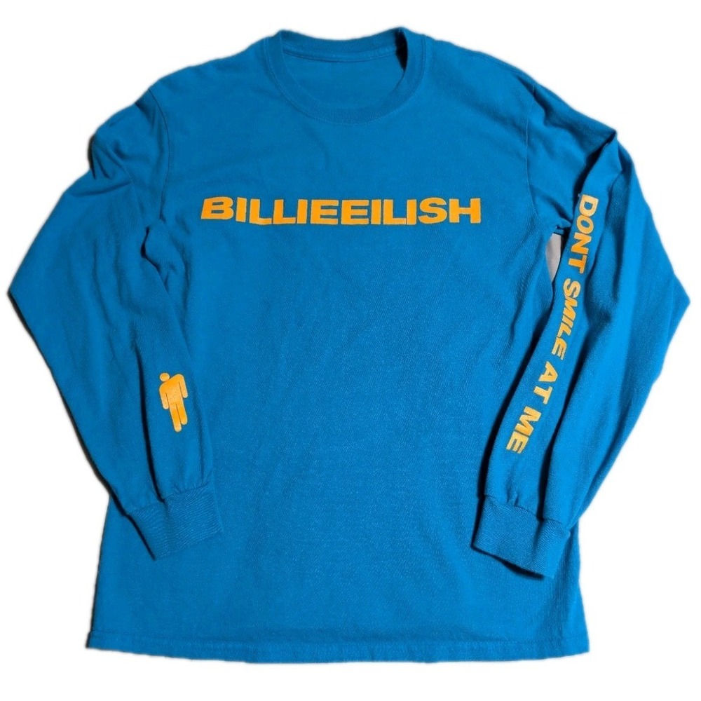 Billie Eilish Don't Smile At Me Long‎ Sleeve Shirt Blue Blohsh Graphic